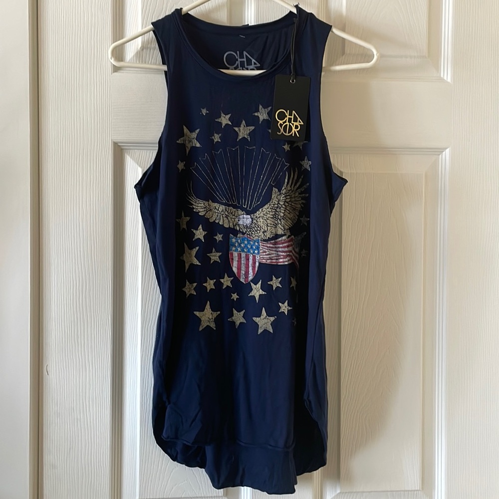 NWT chaser USA eagle American Stars and Stripes tank top - Picture 1 of 8